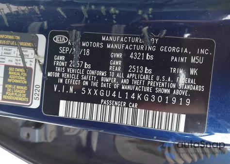 2019 Kia Optima Ex from USA, damaged, VIN 5XXGU4L14KG301919